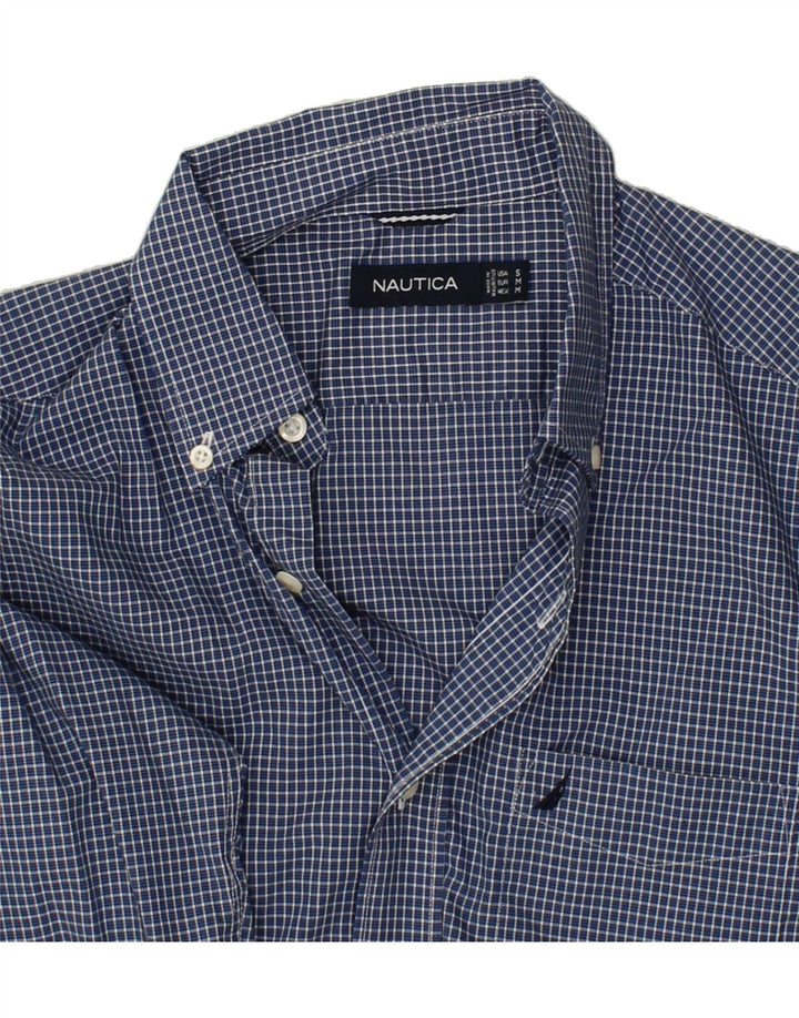 NAUTICA Mens Shirt Small Navy Blue Check Cotton Vintage Nautica and Second-Hand Nautica from Messina Hembry 