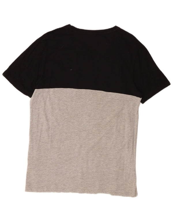 JACK & JONES Mens Graphic T-Shirt Top XL Black Colourblock Cotton