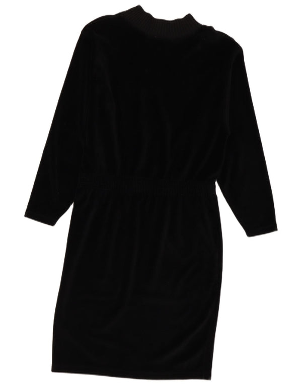 Lizsport Womens Long Sleeve Jumper Dress UK 10 Small Black Cotton