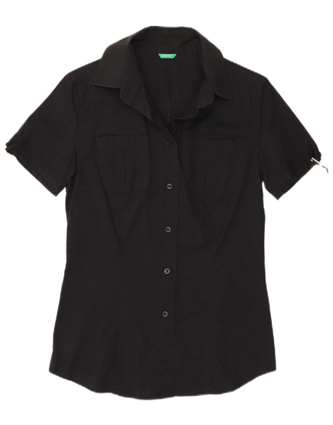 BENETTON Womens Short Sleeve Shirt UK 12 Medium Black