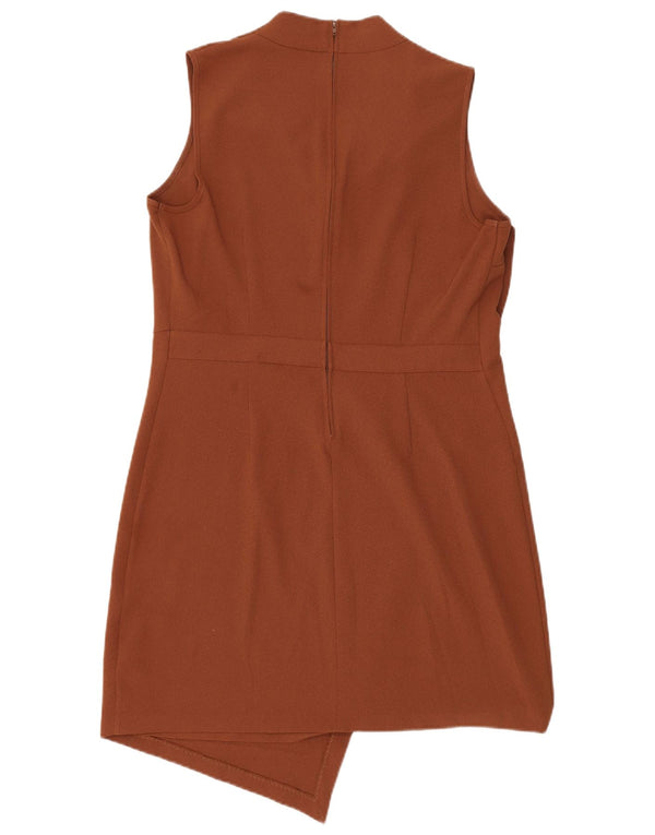 Next Womens Sleeveless Sheath Dress UK 16 Large Brown Polyester