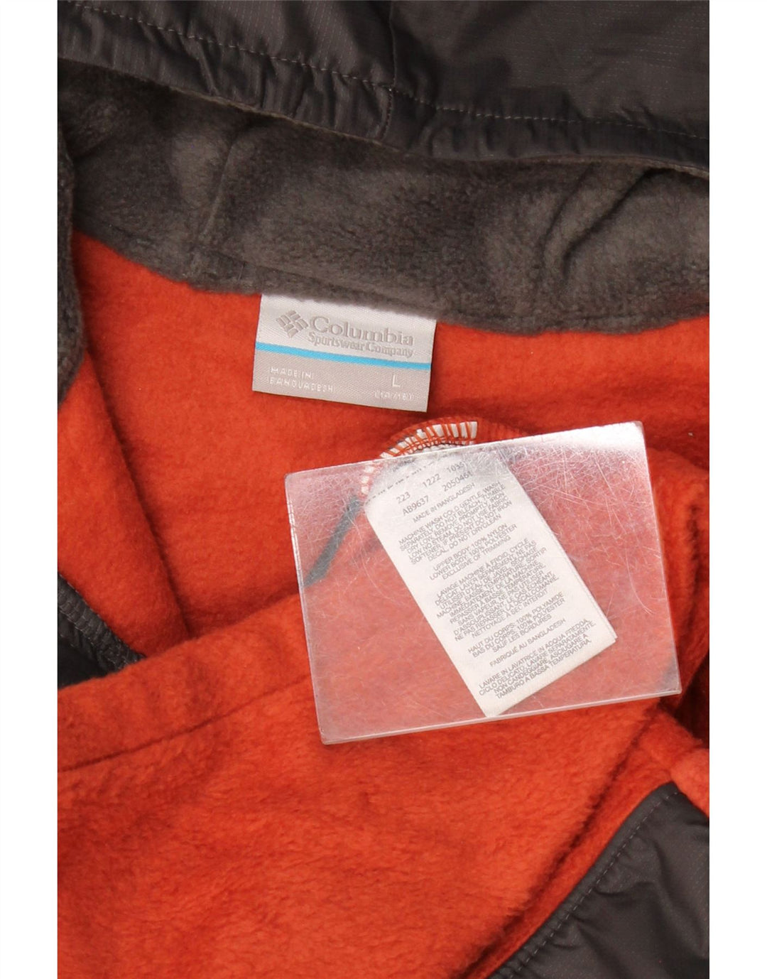 COLUMBIA Boys Hooded Fleece Jacket 14-15 Years Large Grey Colourblock