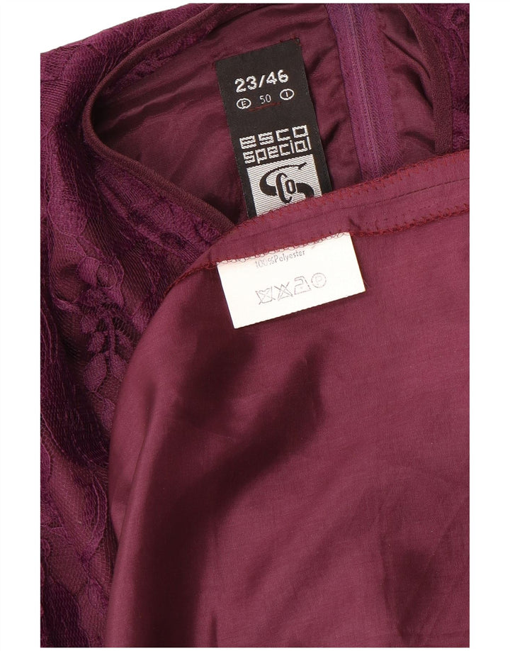 ESCO Womens Long Sleeve A-Line Dress IT 46 Large Purple Floral Polyester