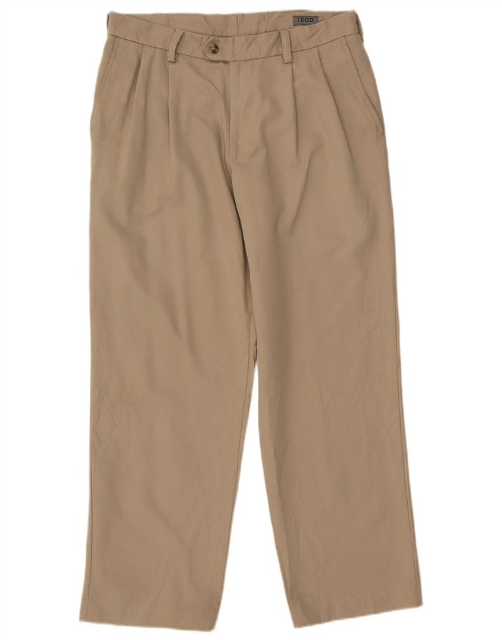 IZOD Mens Pegged Chino Trousers W32 L30 Beige Polyester