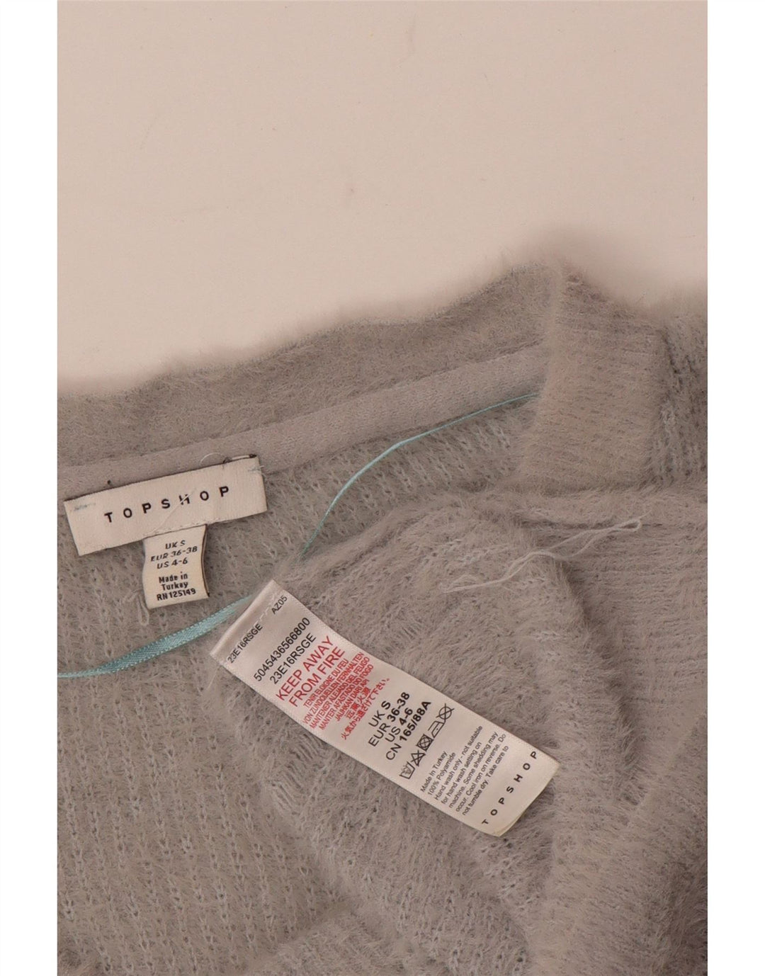 Topshop Womens Crop Oversized V-Neck Jumper Sweater UK 10 Small Grey