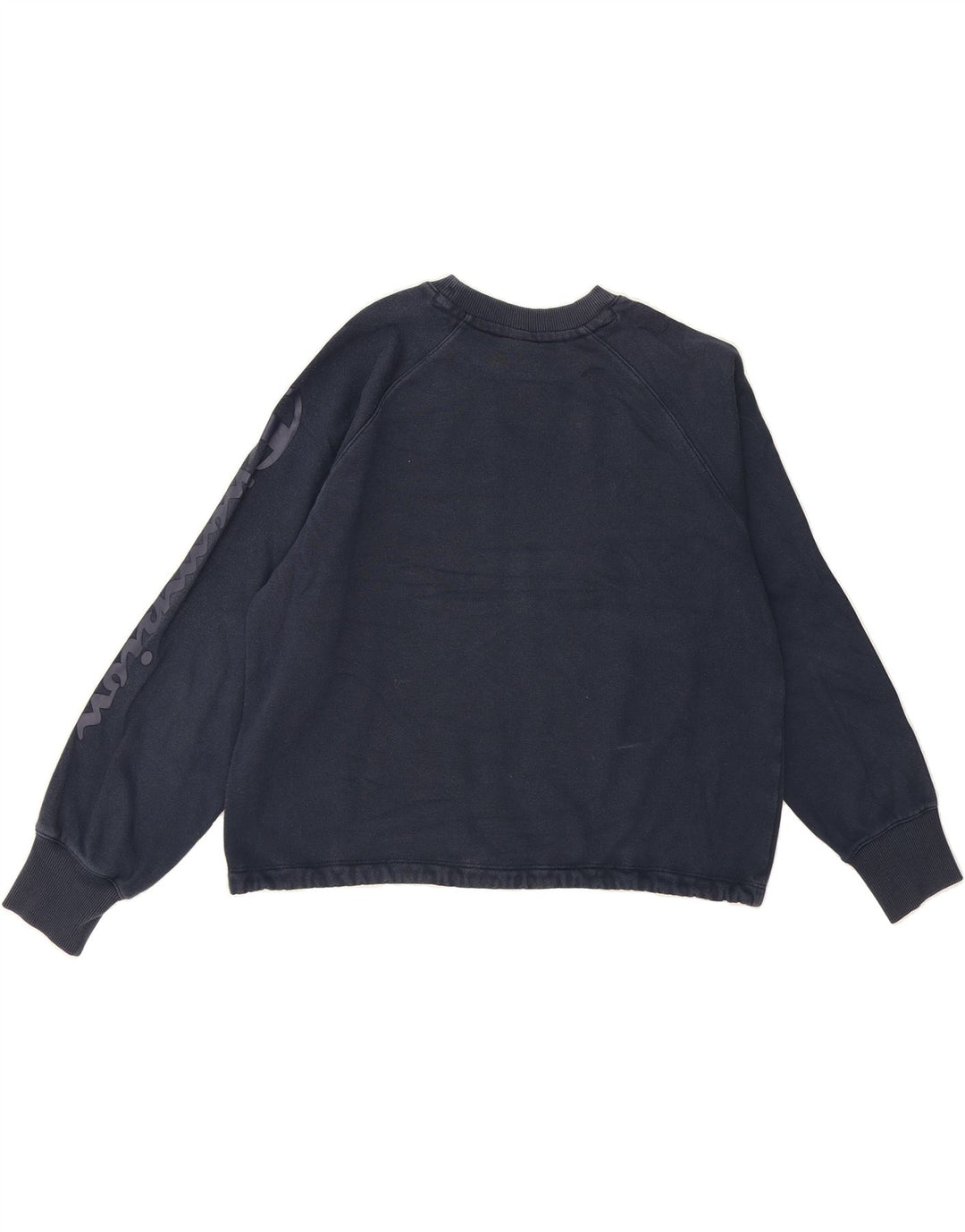CHAMPION Womens Oversized Graphic Sweatshirt Jumper UK 14 Medium Navy Blue Vintage Champion and Second-Hand Champion from Messina Hembry 