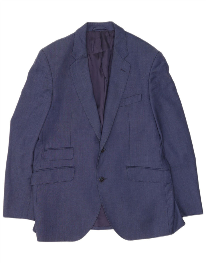 Hackett Mens 2 Button Blazer Jacket UK 42 XL Blue Wool