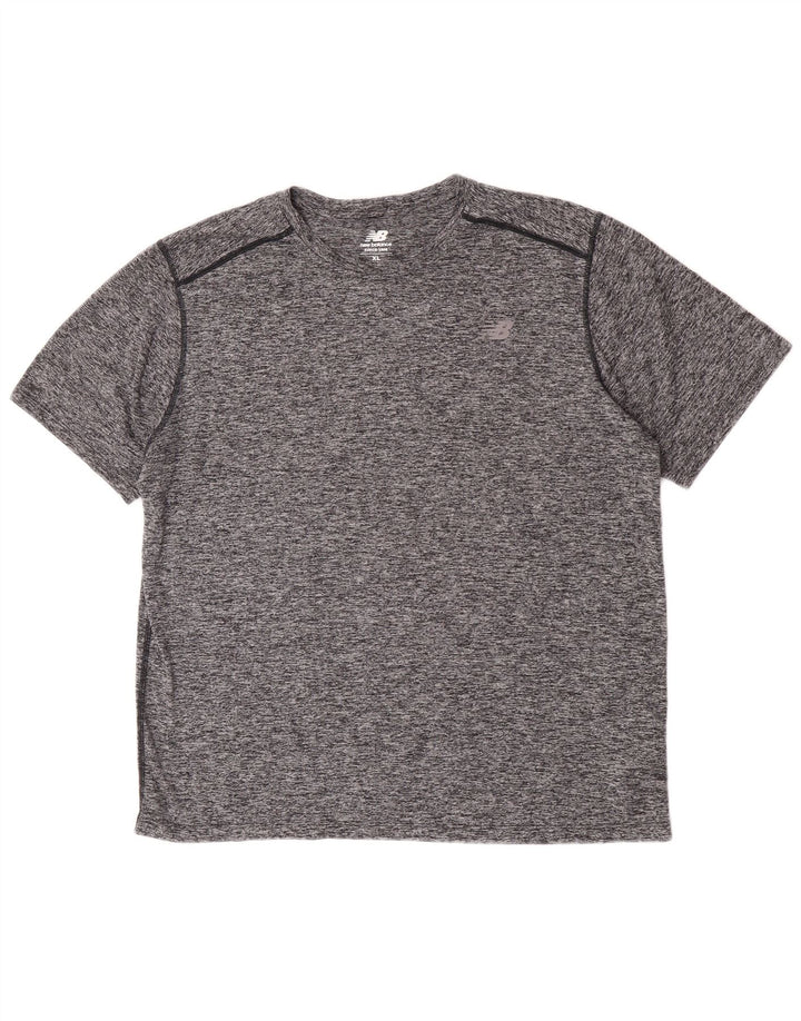 New Balance Mens T-Shirt Top XL Grey Flecked Polyester
