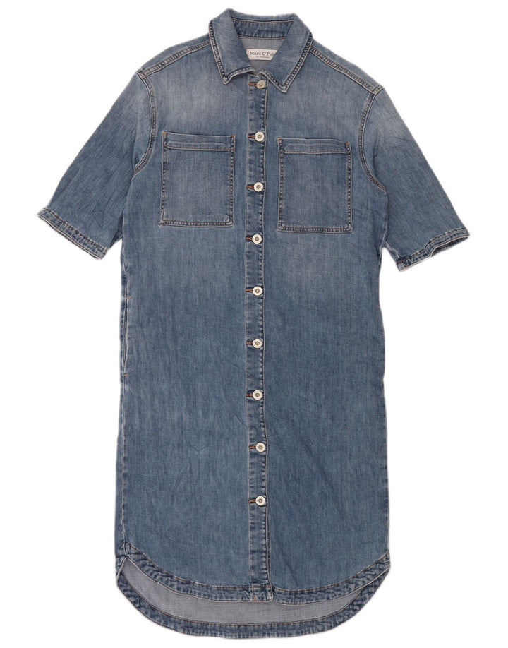 MARC O'POLO Womens Stockholm Short Sleeve Denim Shirt Dress UK 4 XS Blue