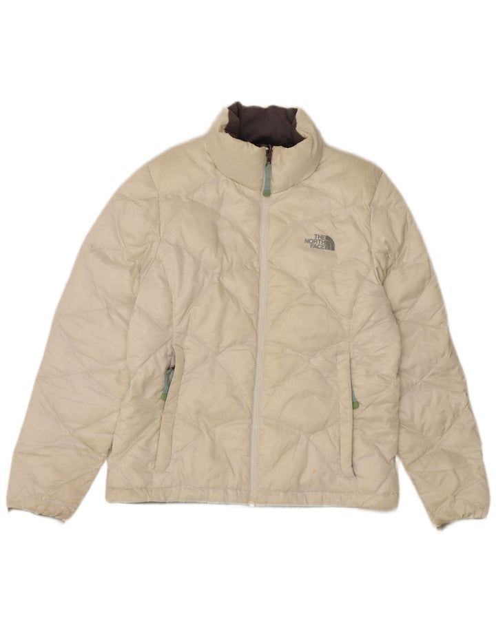 The North Face Womens Padded Jacket UK 16 Large Off White Nylon