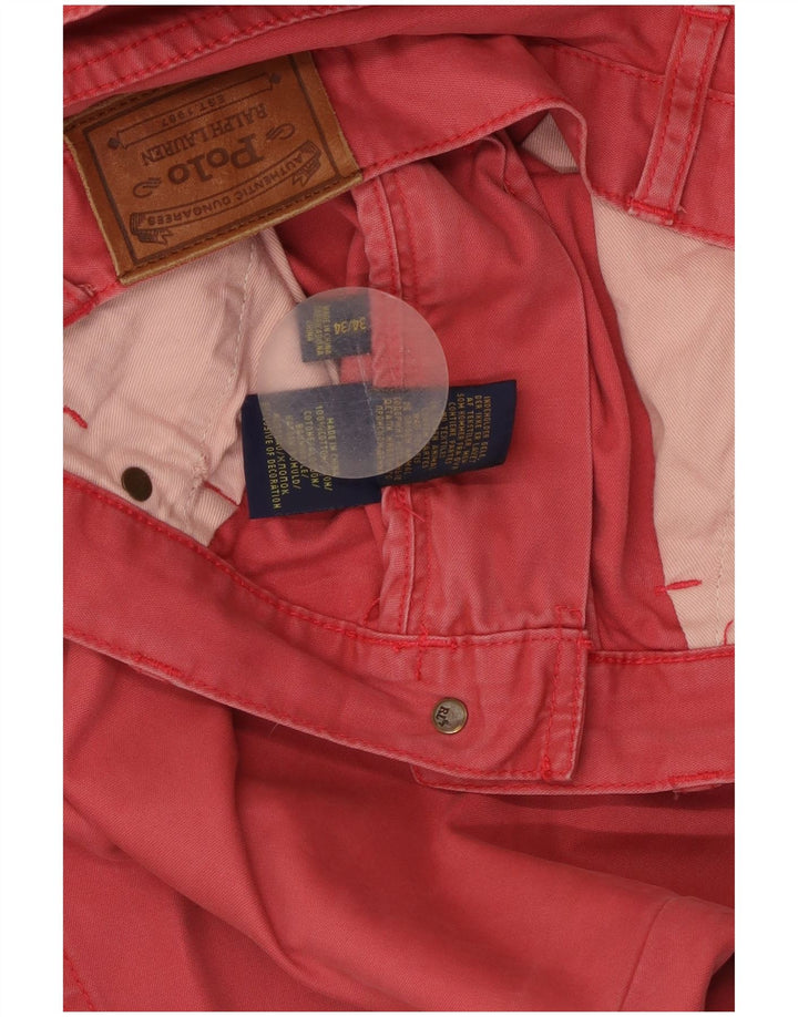 POLO RALPH LAUREN Mens Slim Chino Trousers W34 L34 Red Cotton