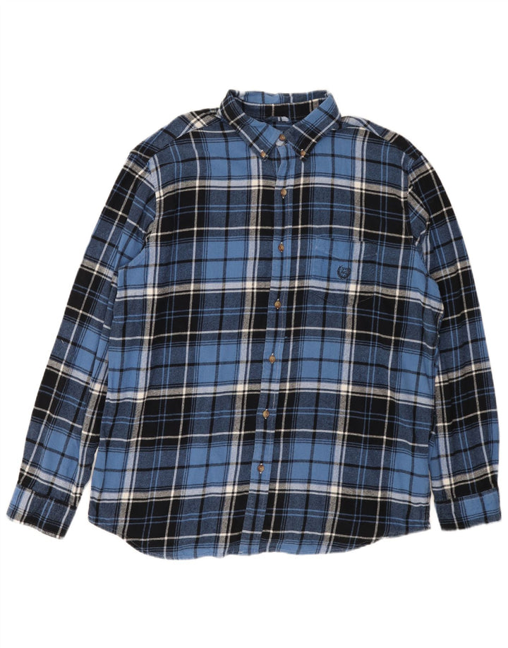 CHAPS Mens Flannel Shirt XL Blue Check Cotton