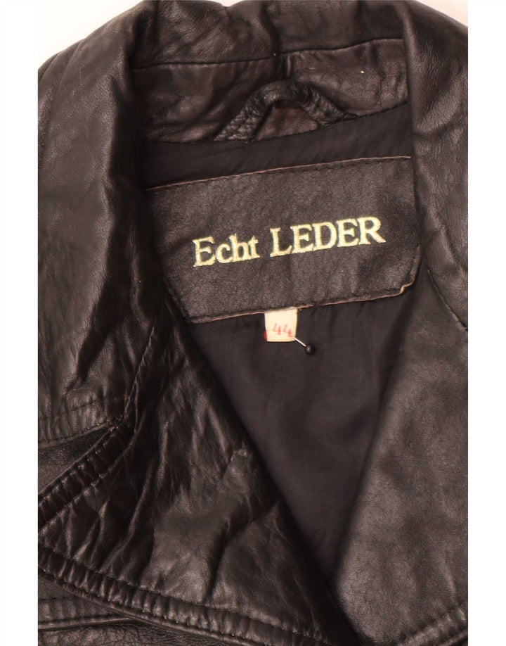 Vintage Womens 3 Button Leather Blazer Jacket IT 44 Medium Black