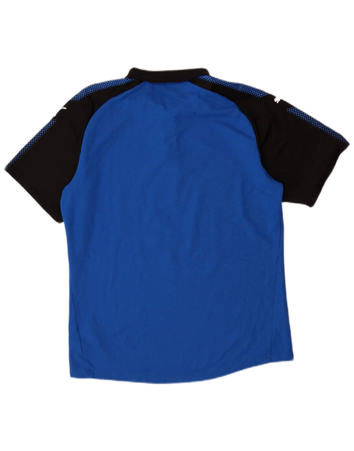 PUMA Mens Graphic Polo Shirt Large Blue Colourblock Polyester