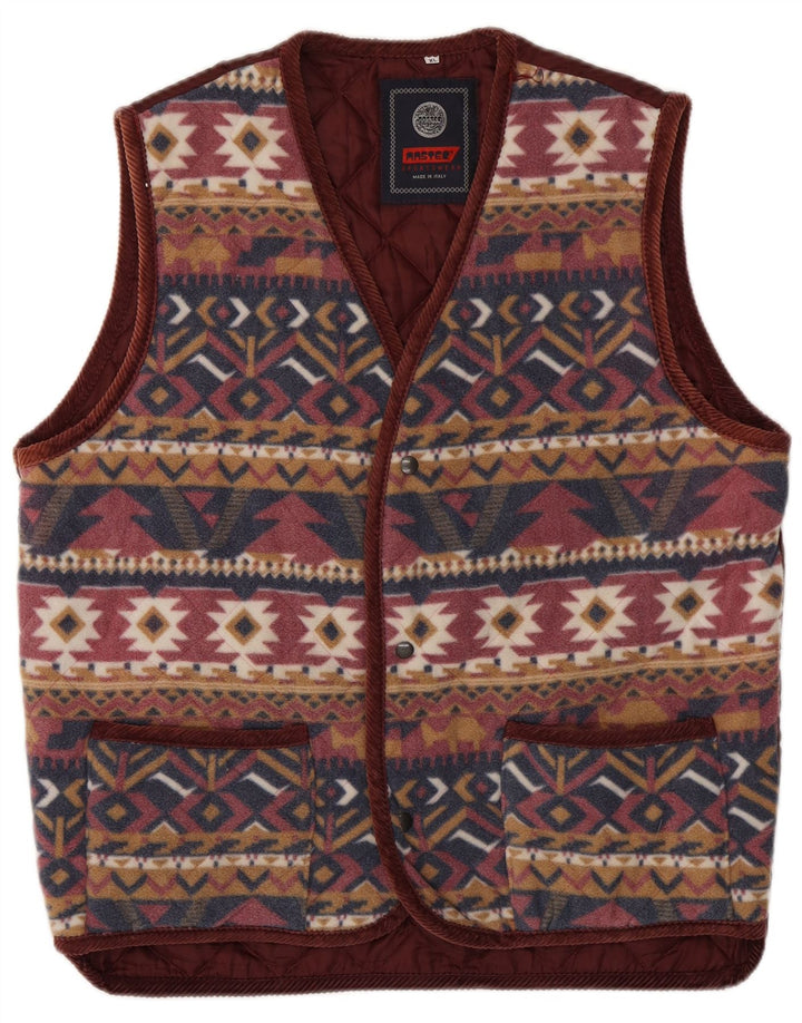 MASTER Mens Fleece Gilet UK 42 XL Multicoloured Fair Isle Polyester