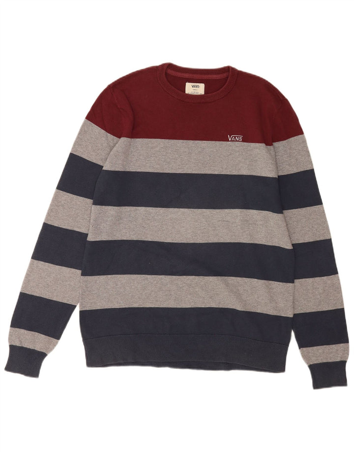 Vans Mens Crew Neck Jumper Sweater Small Multicoloured Striped Cotton