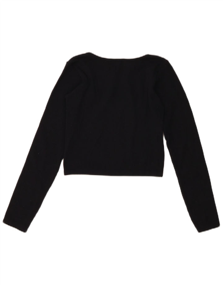 Zara Womens Long Sleeve Crop Top UK 16 Large Navy Blue