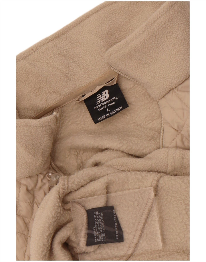 New Balance Womens Fleece Jacket UK 16 Large Beige Polyester