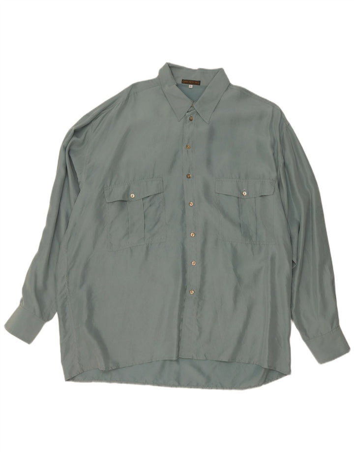 Vintage Mens Shirt XL Green Silk