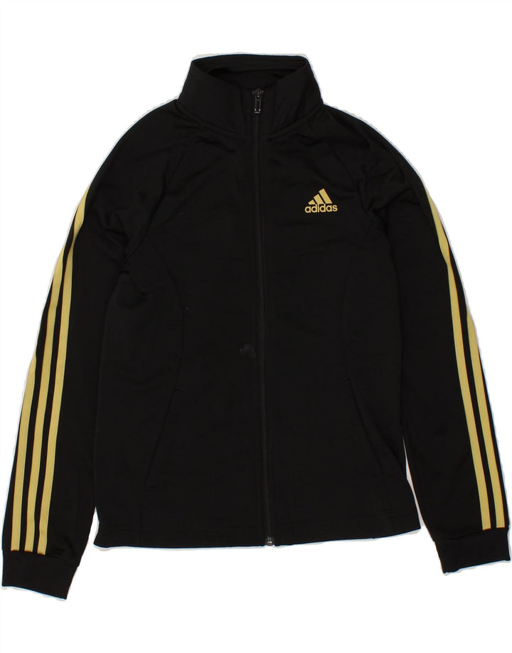 ADIDAS Girls Tracksuit Top Jacket 11-12 Years Black Polyester Vintage Adidas and Second-Hand Adidas from Messina Hembry 