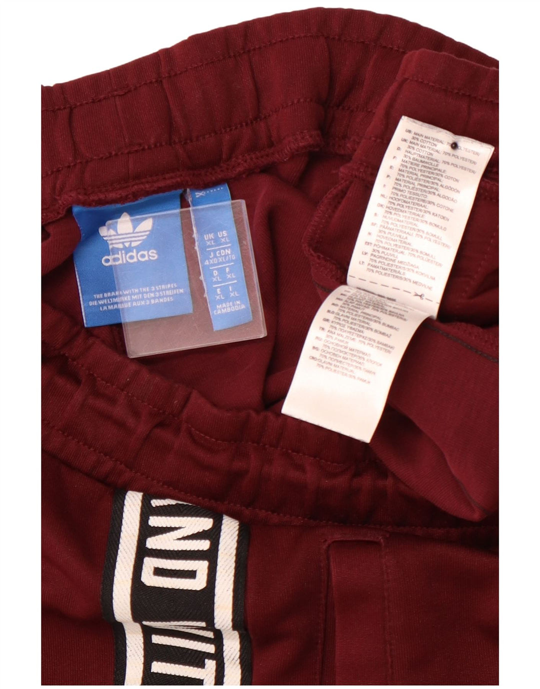 ADIDAS Mens Graphic Tracksuit Trousers XL  Burgundy Colourblock Polyester