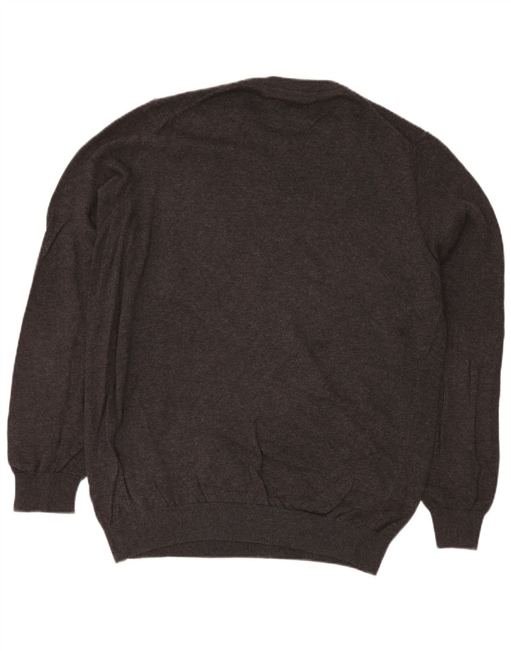 BARBOUR Mens Crew Neck Jumper Sweater Large Grey Cotton