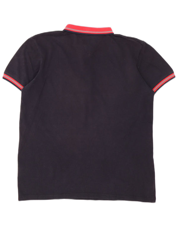 Jeckerson Mens Polo Shirt Medium Navy Blue Colourblock Cotton