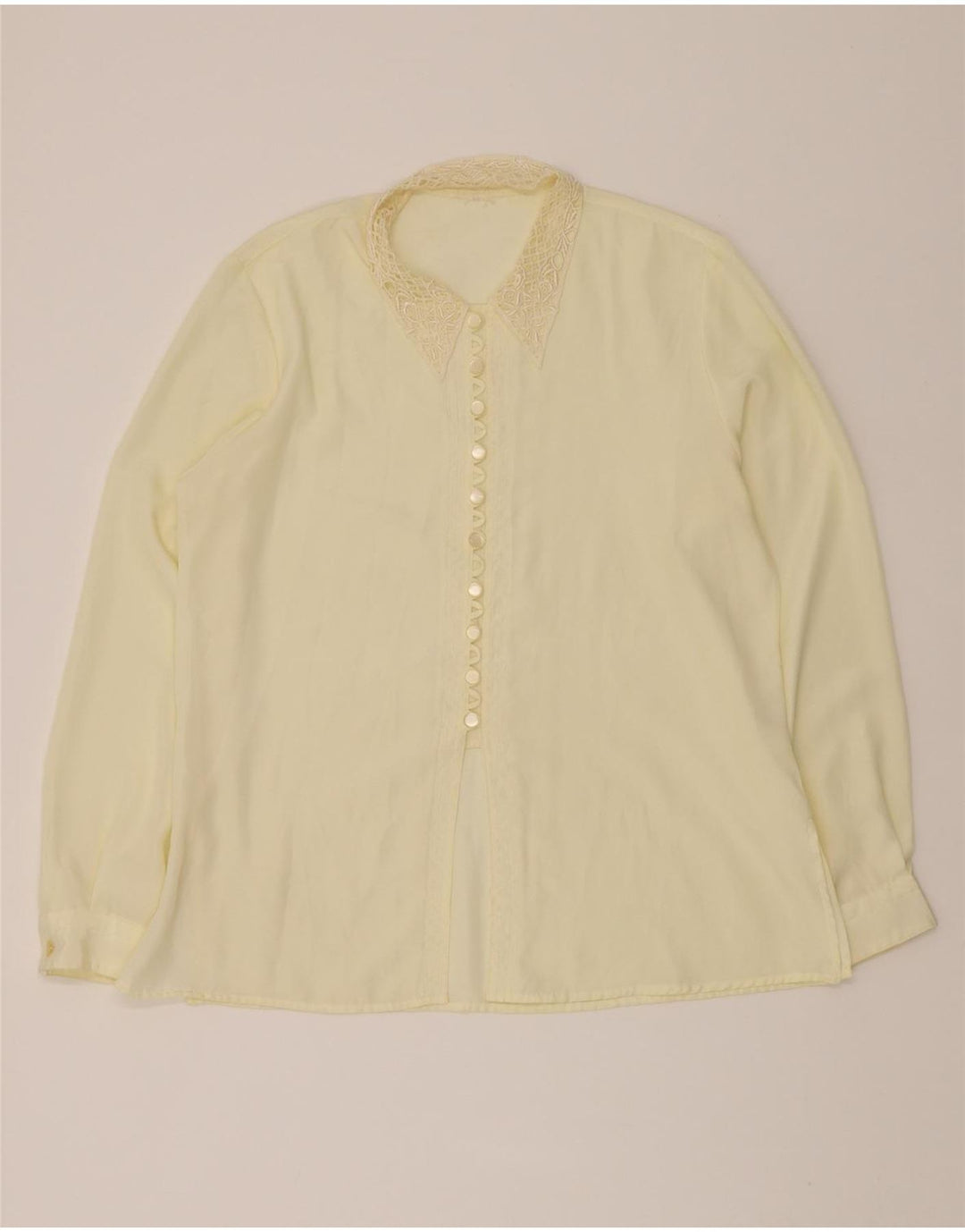 VINTAGE Womens Shirt Blouse UK 16 Large Yellow Polyester Vintage Vintage and Second-Hand Vintage from Messina Hembry 