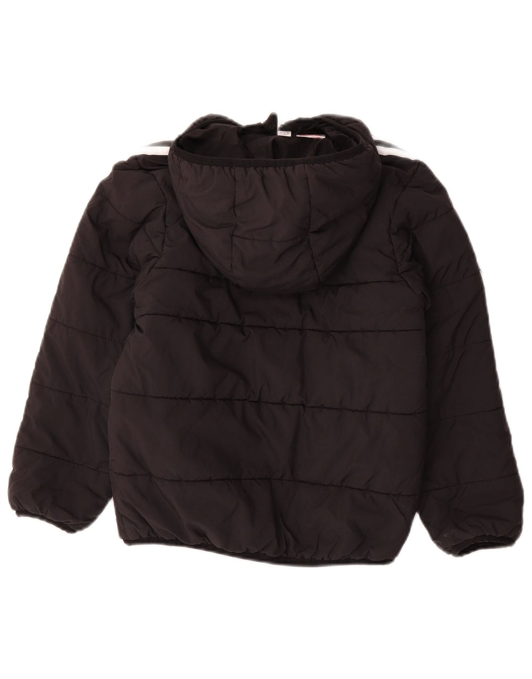 ADIDAS Boys Hooded Padded Jacket 7-8 Years Black Polyester