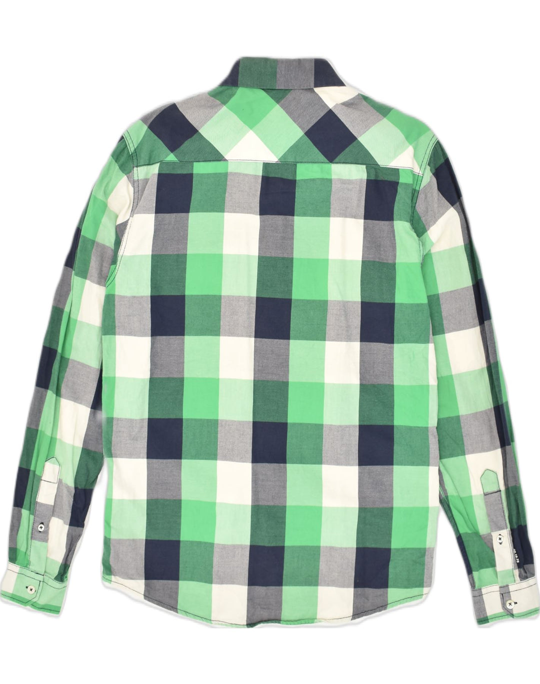 JACK & JONES Mens Shirt Medium Green Check Cotton