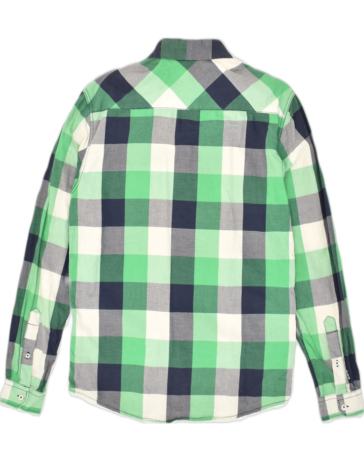 JACK & JONES Mens Shirt Medium Green Check Cotton