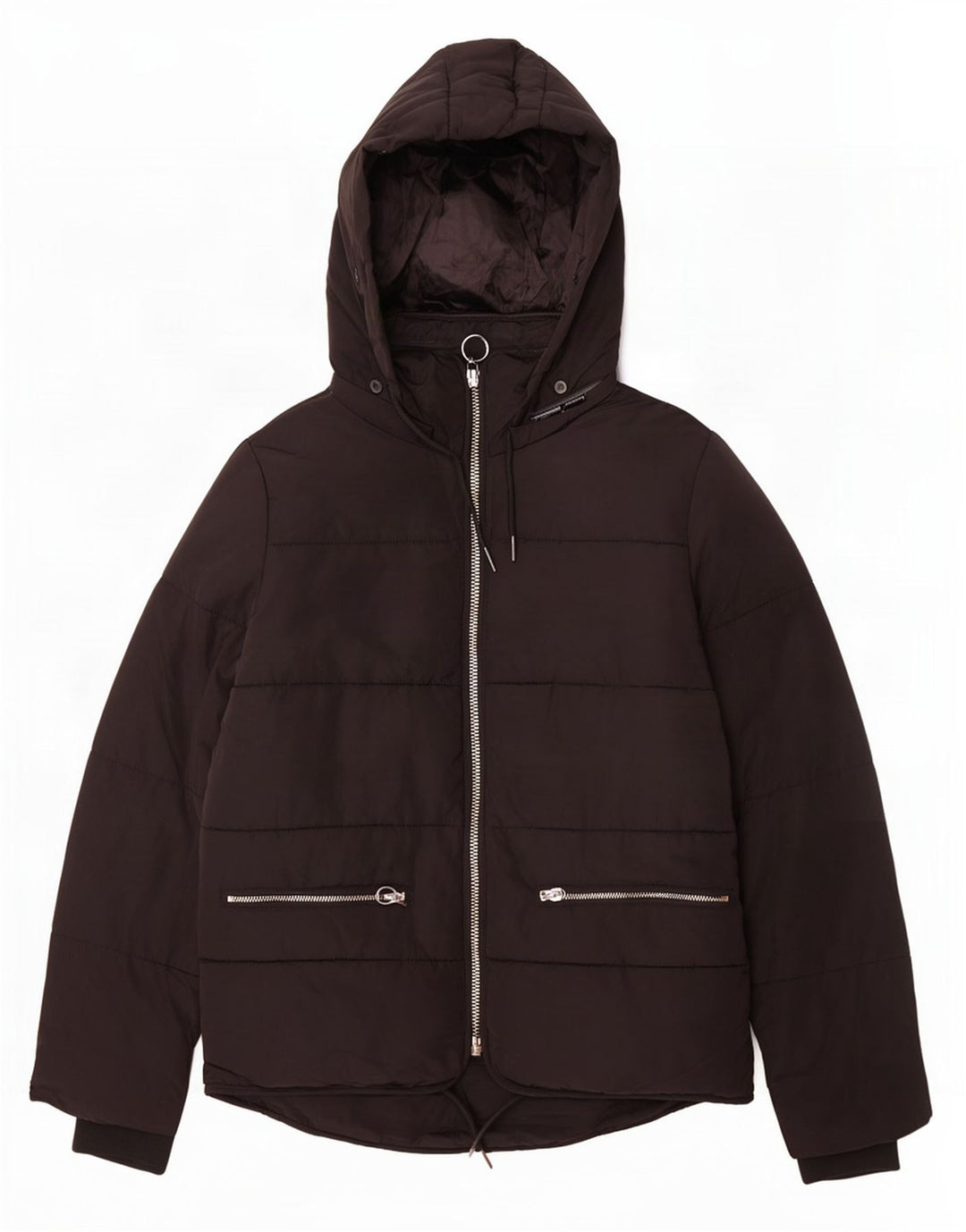 Topshop Womens Hooded Padded Jacket UK 8 Small Black Polyester