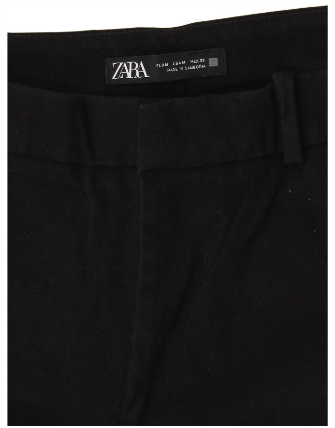 Zara Womens Straight Cropped Trousers Medium W28 L26 Black Cotton