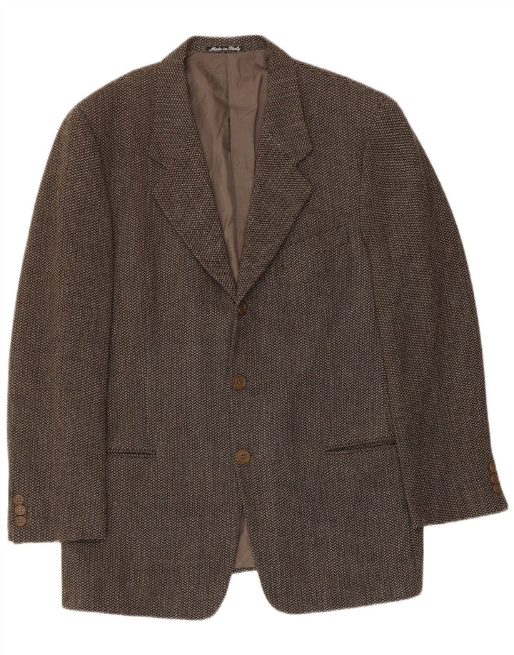 GIORGIO ARMANI Mens 3 Button Blazer Jacket IT 52 Large Brown Herringbone