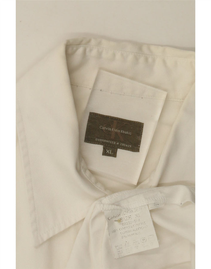 CALVIN KLEIN Mens Khakis Short Sleeve Shirt XL White Cotton