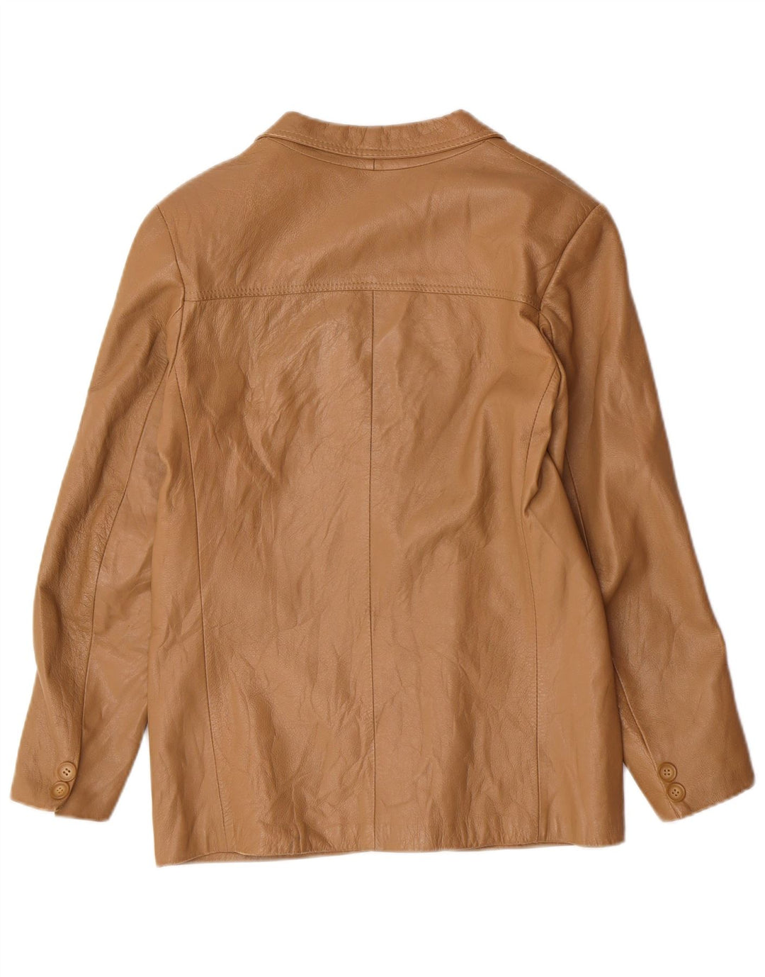 Vintage Womens 2 Button Blazer Jacket IT 44 Medium Beige Leather Classic