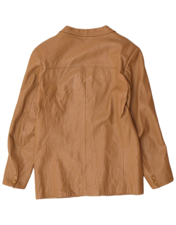 Vintage Womens 2 Button Blazer Jacket IT 44 Medium Beige Leather Classic