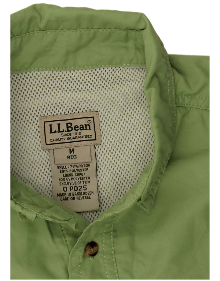 L.L.BEAN Mens Short Sleeve Shirt Medium Green Nylon