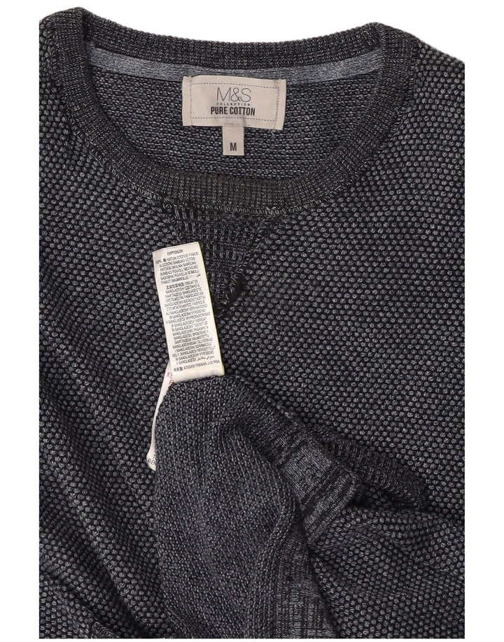 MARKS & SPENCER Mens Crew Neck Jumper Sweater Medium Grey Cotton