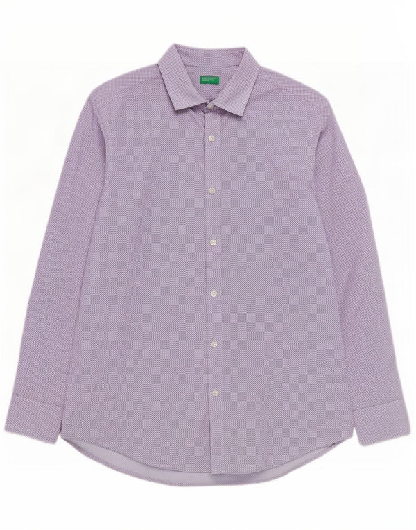 Benetton Mens Shirt Medium Blue Spotted
