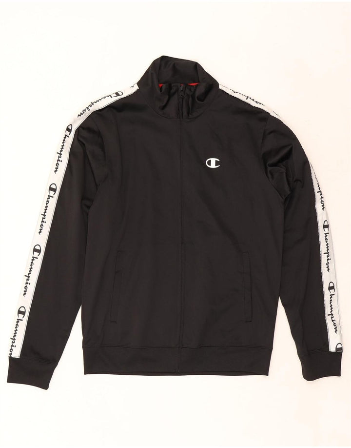 CHAMPION Mens Graphic Tracksuit Top Jacket Small Black Colourblock