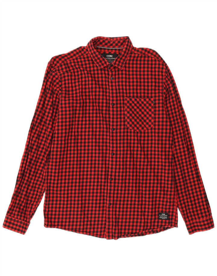 Jack & Jones Mens Shirt XL Red Gingham Cotton