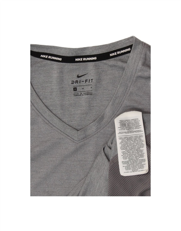 NIKE Womens Dri Fit T-Shirt Top UK 14 Medium Grey Colourblock Polyester