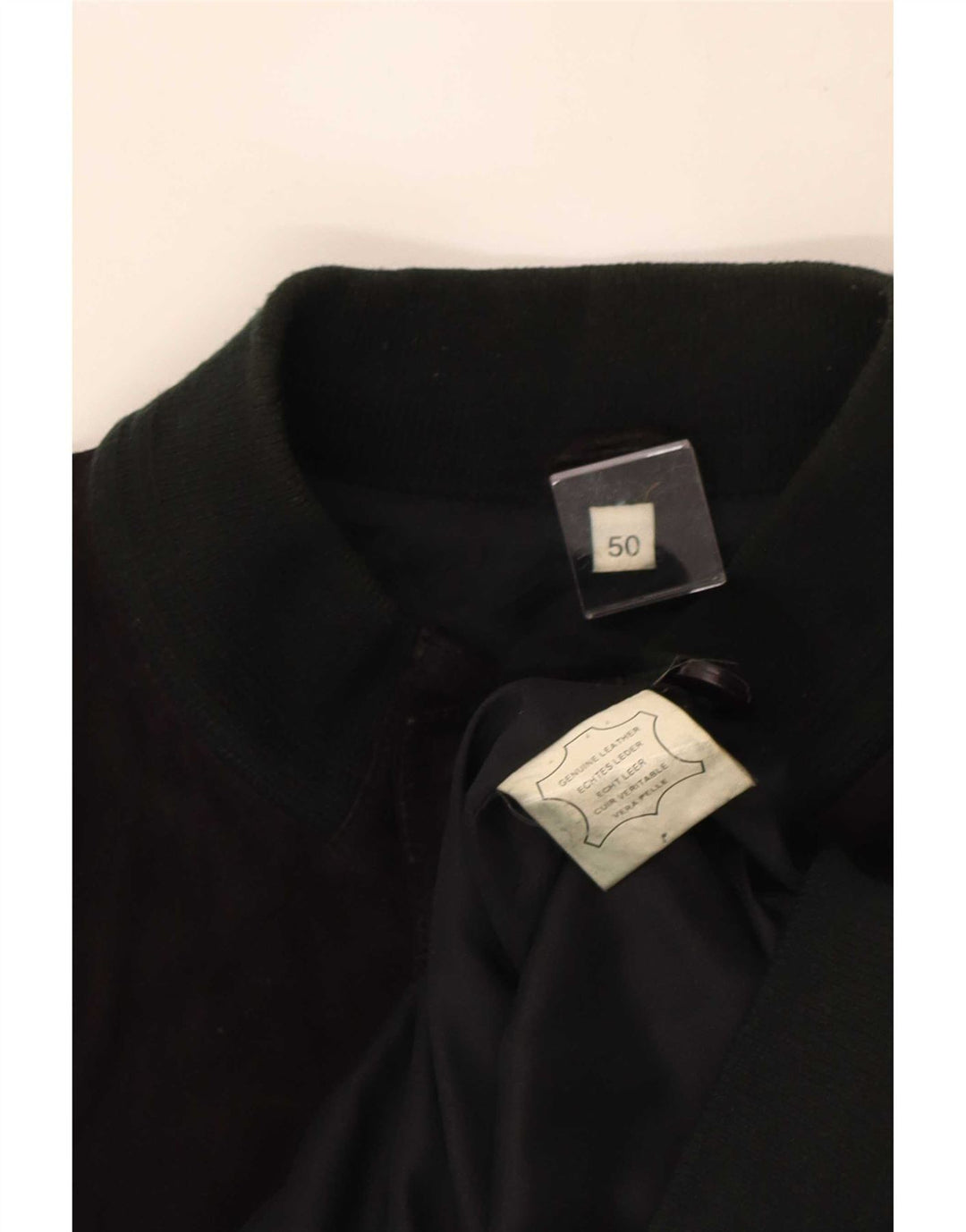 Vintage Mens Suede Bomber Jacket IT 50 Large Black Leather