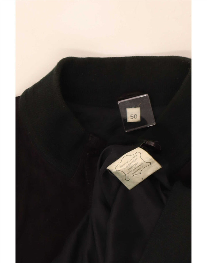 Vintage Mens Suede Bomber Jacket IT 50 Large Black Leather