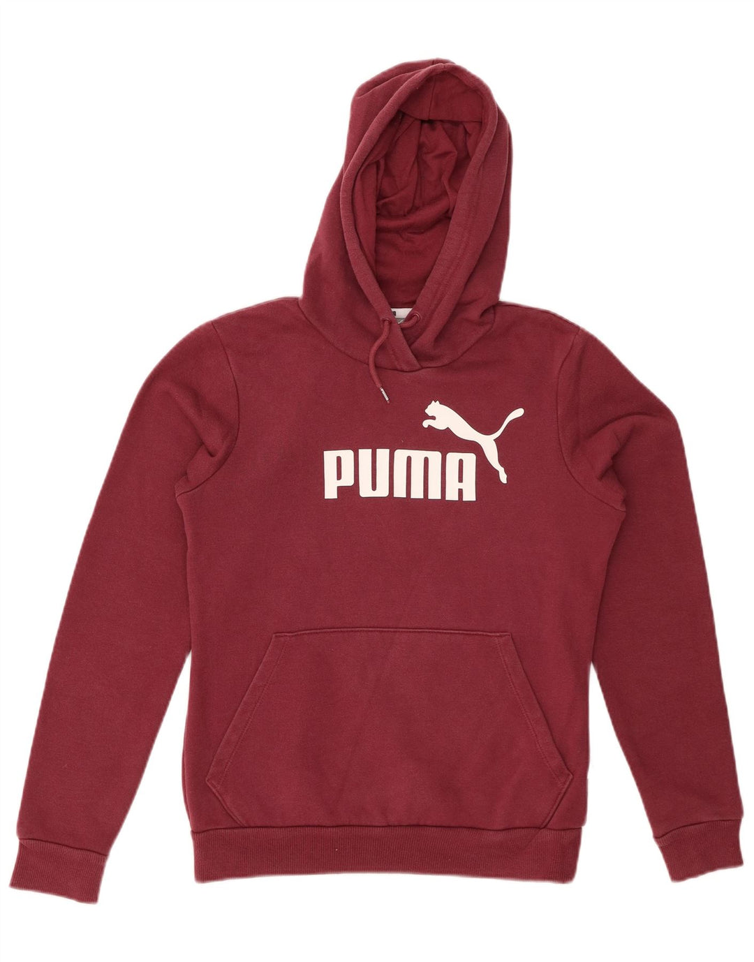 PUMA Womens Graphic Hoodie Jumper UK 10 Small Burgundy Cotton