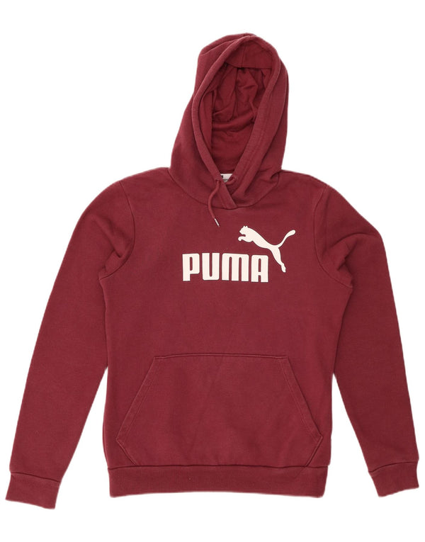 PUMA Womens Graphic Hoodie Jumper UK 10 Small Burgundy Cotton