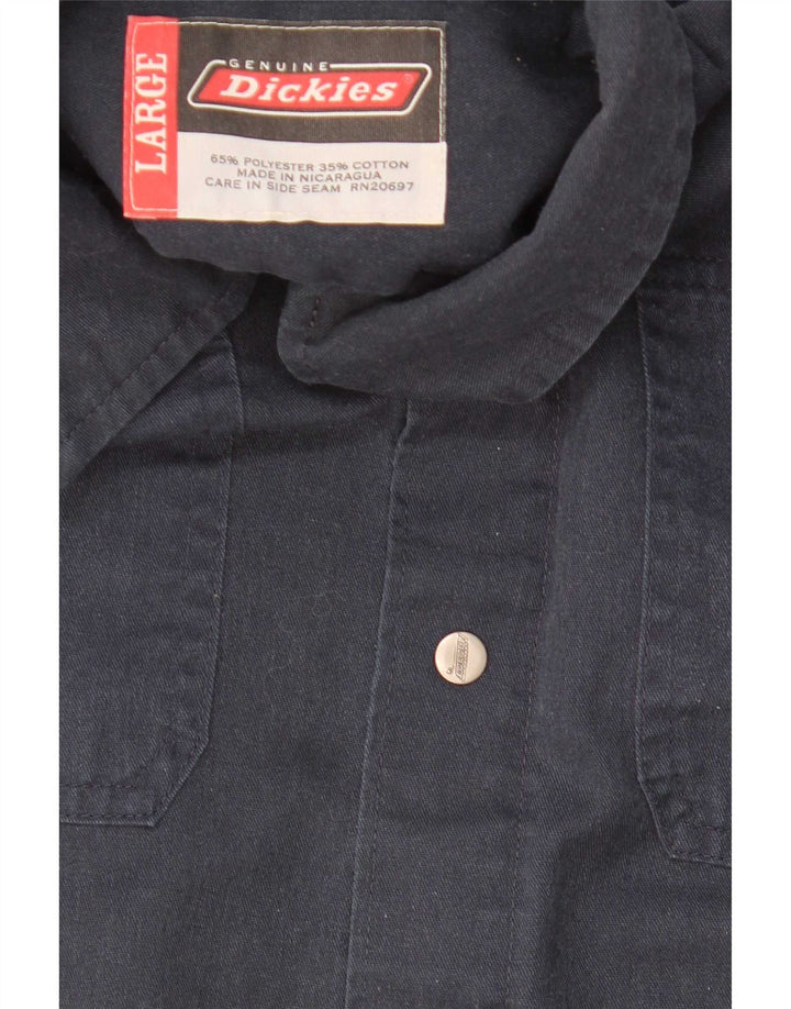 Dickies Mens Short Sleeve Shirt Large Navy Blue Polyester