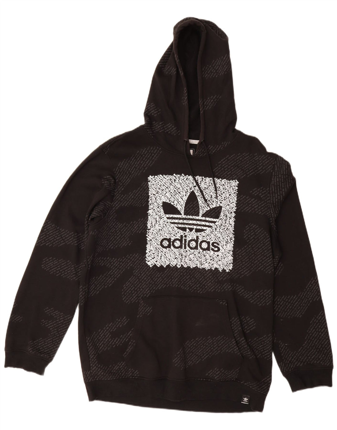 ADIDAS Mens Graphic Hoodie Jumper Large Black Camouflage Cotton
