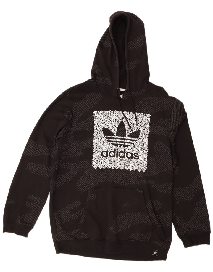 ADIDAS Mens Graphic Hoodie Jumper Large Black Camouflage Cotton
